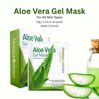 [ Masque Ology ] Aloe Vera Gel Mask(12 pack) | Hydrating & Soothing Sheet Mask