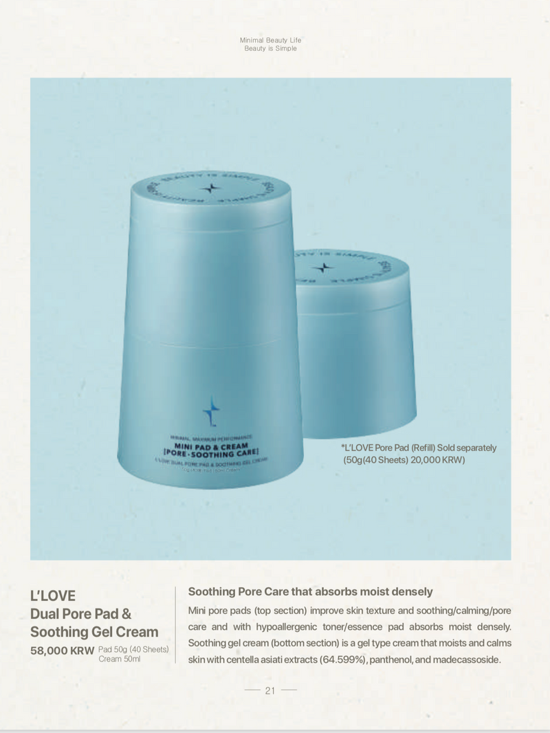 L' love dual pore pad and soothing gel cream