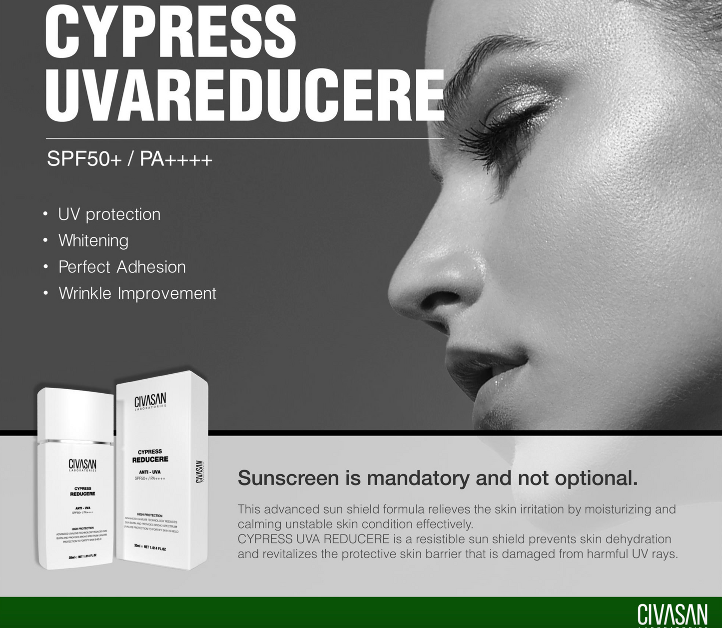 Civasan Cypress UVA Reducere Sonnencreme SPF50+/PA++++